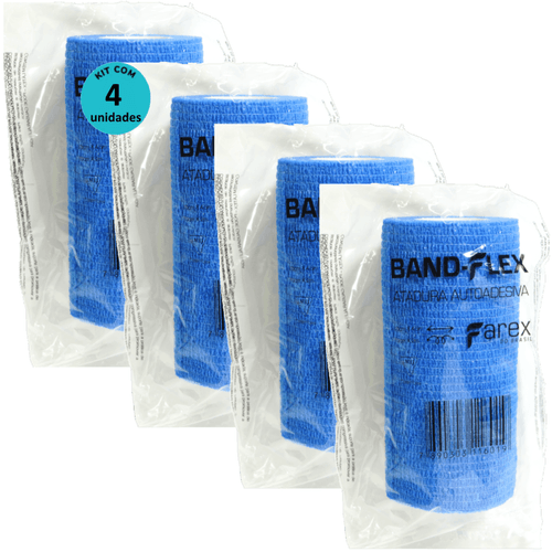 Atadura 10cm Azul Band-Flex Autoadesiva Para Animais Farex Kit Com 4 Atadura 10cm Azul Band-Flex Autoadesiva Para Animais Farex Kit Com 4
